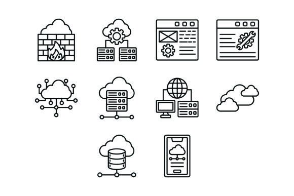 10 Cloud Computing Outline Icons Bundle