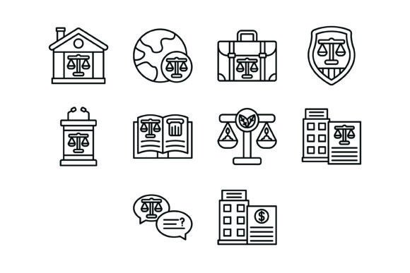 10 Justice and Law Outline Icons Bundle for Professional Design