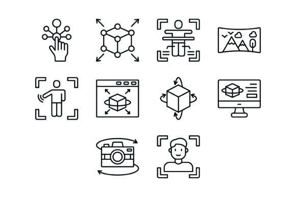 10 Virtual Reality Outline Icons Bundle: A Designer's Toolkit