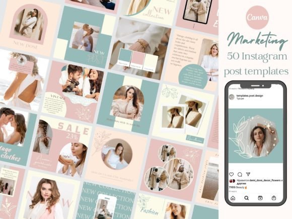 50 Boho Fashion Instagram Post Bundle for Instant Branding