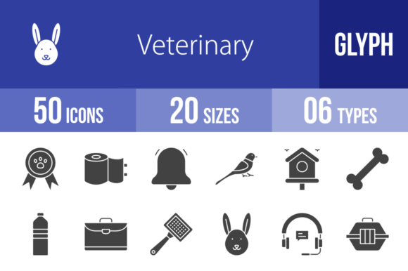 50 Veterinary Glyph Icons: A Toolkit for Animal Care Branding