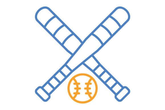 Baseball Blue & Orange Line Icon: A Designer's Asset