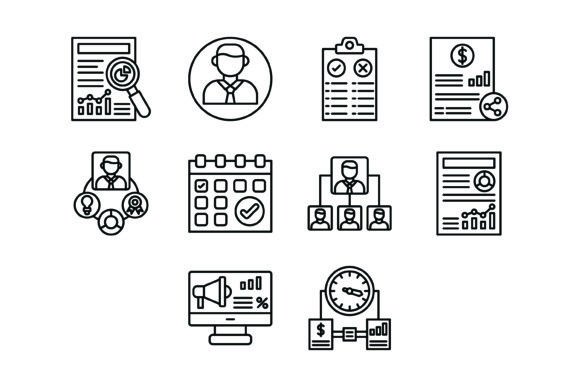 Elevate Your Workflow with 10 Project Management Line Icons