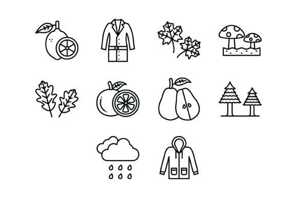 Essential Autumn Visuals: The 10 Autumn Outline Icons Bundle