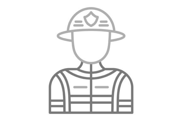Fireman Greyscale Line Icon: Clean, Versatile Design Asset
