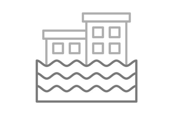 Flooding Greyscale Line Icon: Clean Vector Asset for Modern Design
