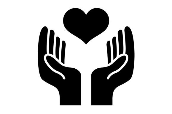 Hand with Heart Glyph Icon: A Symbol of Care in Your Design Toolkit