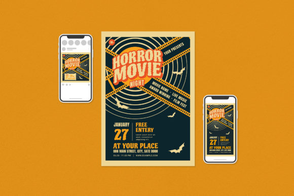 Horror Movie Night Flyer Set: Design Your Next Event
