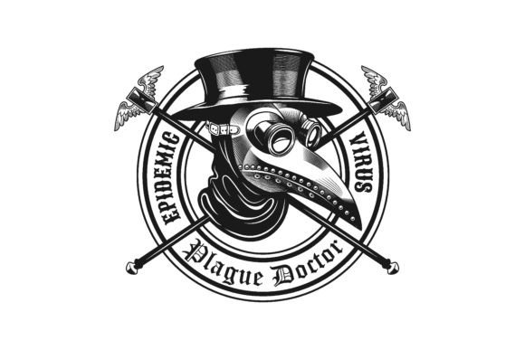 Plague Doctor Stamp Design. Monochrome E: A Darkly Elegant Graphic Asset