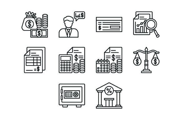 Streamline Your Brand with the 10 Accounting Outline Icons Bundle
