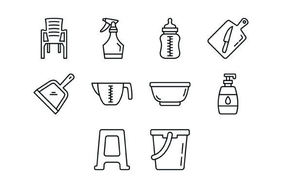 Streamline Your Visuals with the 10 Plastic Products Outline Icons Bundle