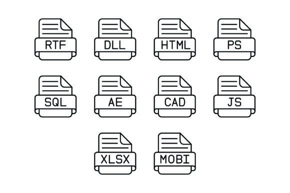 Streamline Your Workflow with 10 File Format Outline Icons