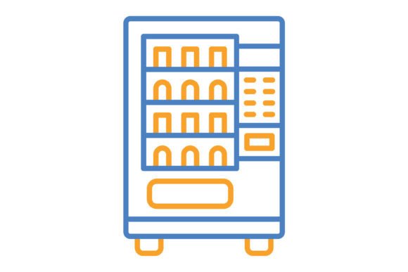 Vending Machine Blue & Orange Line Icon: A Modern Design Essential