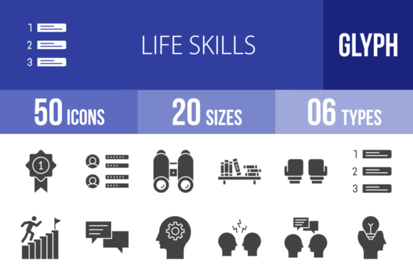Visualizing Life Skills: 50 Essential Glyph Icons