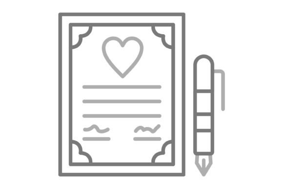 Wedding Contract Greyscale Line Icon: Elevate Your Designs
