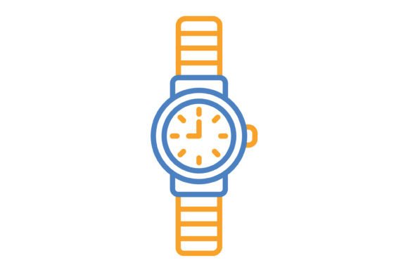 Wristwatch Blue & Orange Line Icon: A Design Asset for Every Project